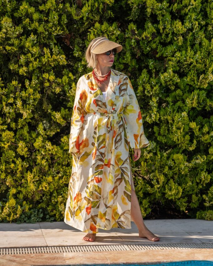 Sunny Cover Up Keten Kimono - Görsel 2