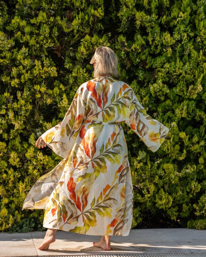 Sunny Cover Up Keten Kimono - Görsel 4