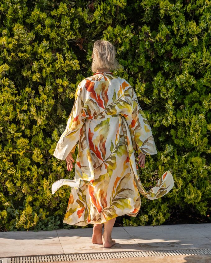 Sunny Cover Up Keten Kimono - Görsel 5