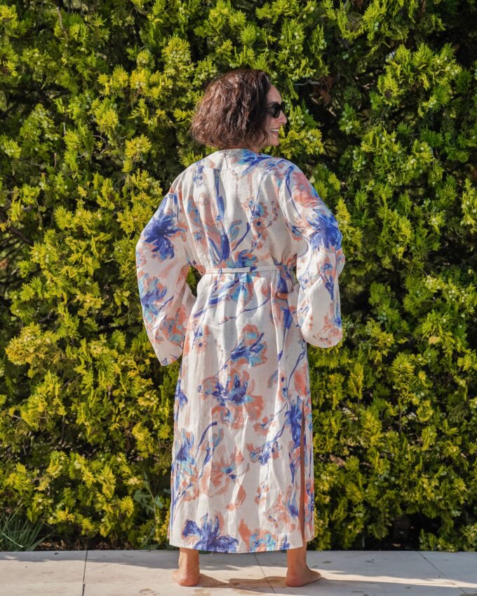 Wavy Cover Up Keten Kimono